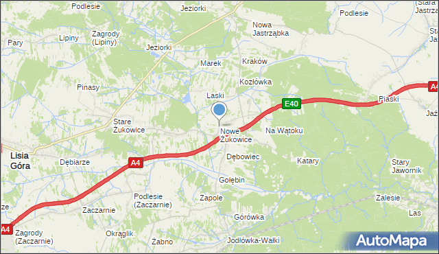 mapa Nowe Żukowice, Nowe Żukowice na mapie Targeo